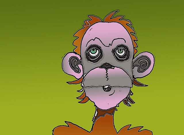 Immagine fumettata di una scimmia (Per leggerne la descrizione proseguire nel link). Primo piano.