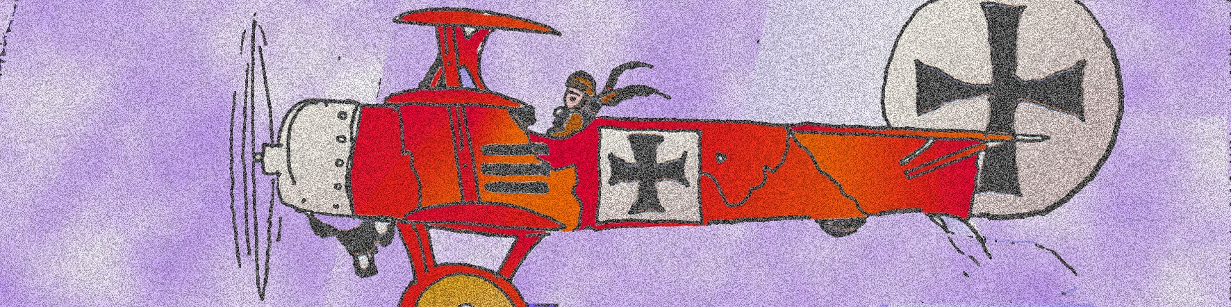 Immagine dell'aereo del Barone Rosso (Per leggerne la descrizione proseguire nel link). L'aereo dell'asso dell'aviazione tedesca tra le nuvole, con le insegne della croce di ferro.