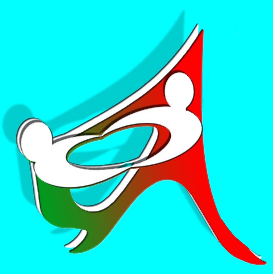 La lettera 'A' di Andy nella quale sono facilmente riconoscibili i colori della bandiera italiana: verde e rosso, con due figure umane stilizzate in bianco che uniscono le loro braccia.