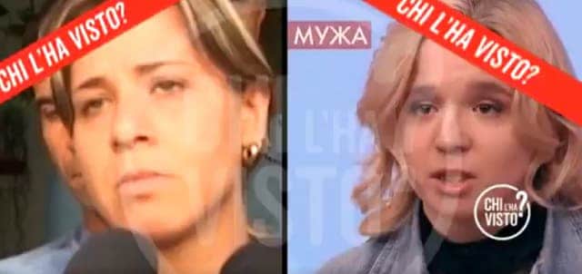Dal programma "Chi l'ha visto?" una foto che mette a confronto a sinistra Piera Maggio e a destra Olesja Rostova