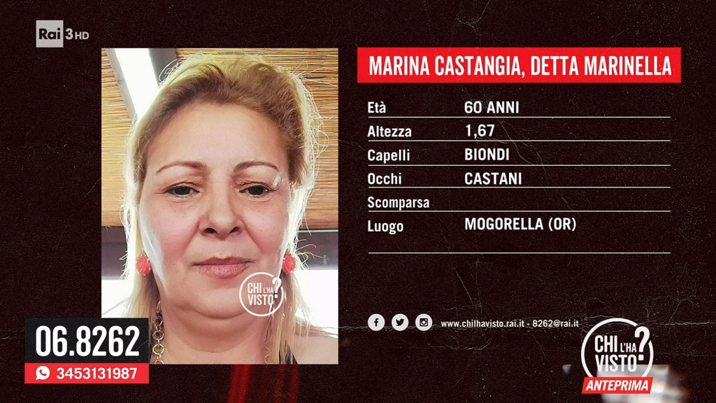 La scomparsa di Marina Castangia - Chi l&#39;ha visto? - 19/05/2021