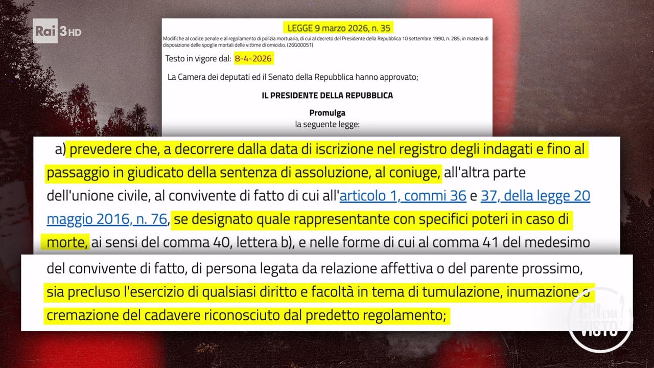 Liliana Resinovich: salma tornerà a Trieste. "Non è vero che voleva essere cremata"  - Chi l'ha visto? - 25/03/2026