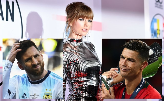 Image result for Taylor Swift Messi, Ronaldo