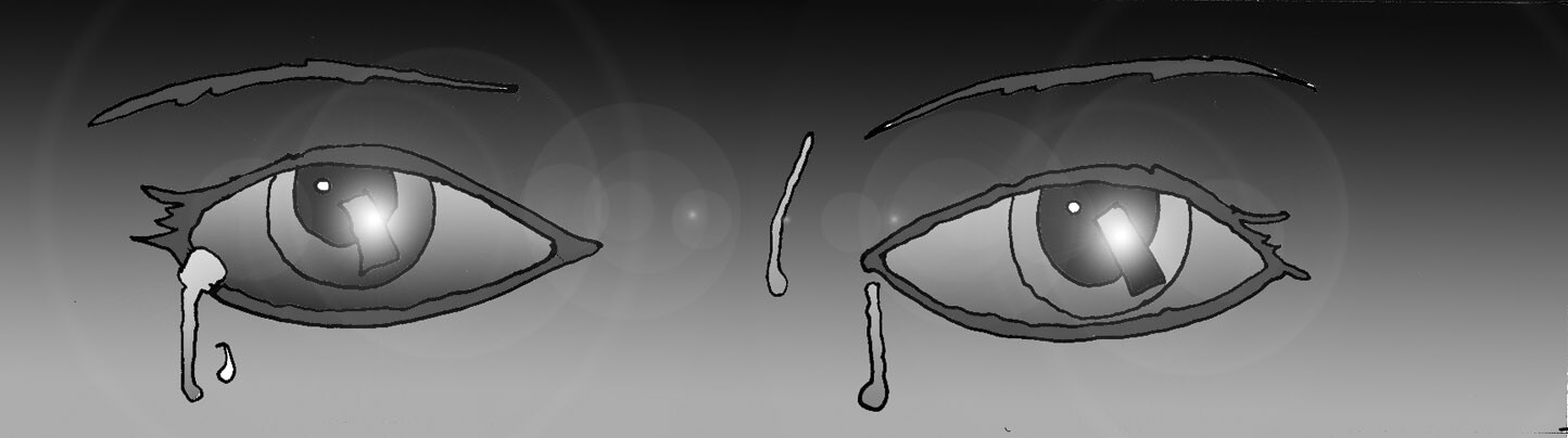 Immagine in bianco e nero degli occhi di Persefone.