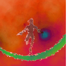 Sagoma di un uomo che corre su una linea verde